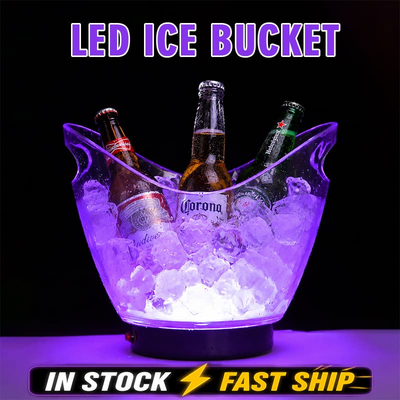 CF-314BF purple LED ice bucket main product image with bottles and ice