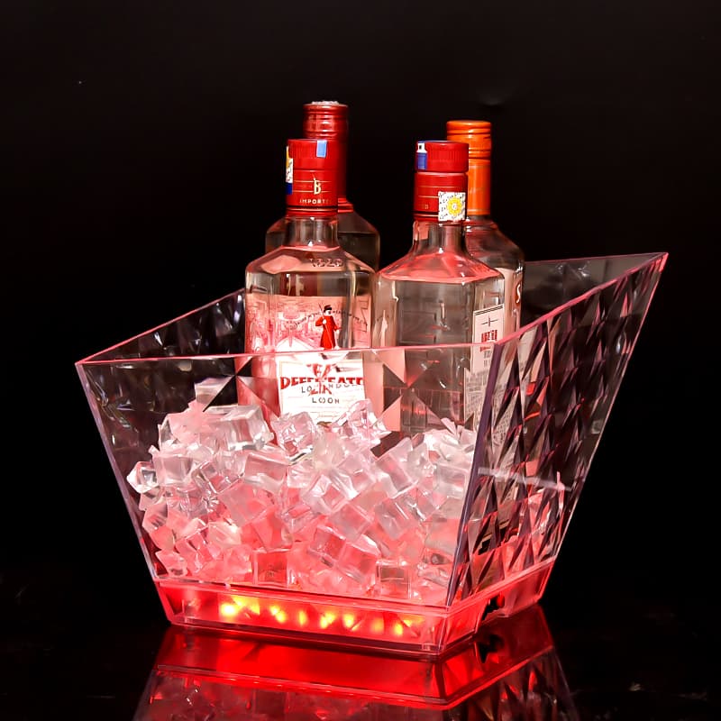 CF-358BF transparent LED ice bucket with red light and bottles