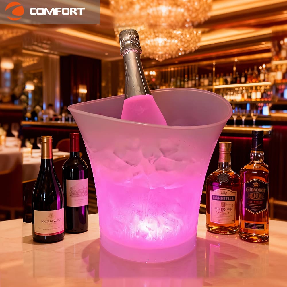 CF-328BF pink LED ice bucket in bar setting